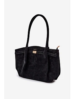 Shopper kabelka z eko semiše Černá model 22111638 - Flora&Co