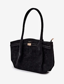 Shopper kabelka z eko semiše Černá Elleea