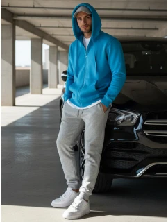 Pánská mikina s kapucí světle modrá Dstreet model 21962545 - FashionStreet