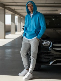 Pánská mikina s kapucí světle modrá Dstreet model 21962545 - FashionStreet