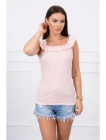 Trblietavá blúzka s volánikmi púdrovo ružová