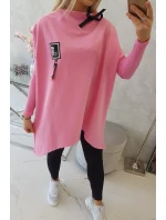 Oversize mikina s asymetrickými bokmi svetlo ružová Oversize mikina s asymetrickými bokmi svetlo ružová
