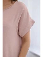 Šaty s vreckami tmavo púdrovo ružové