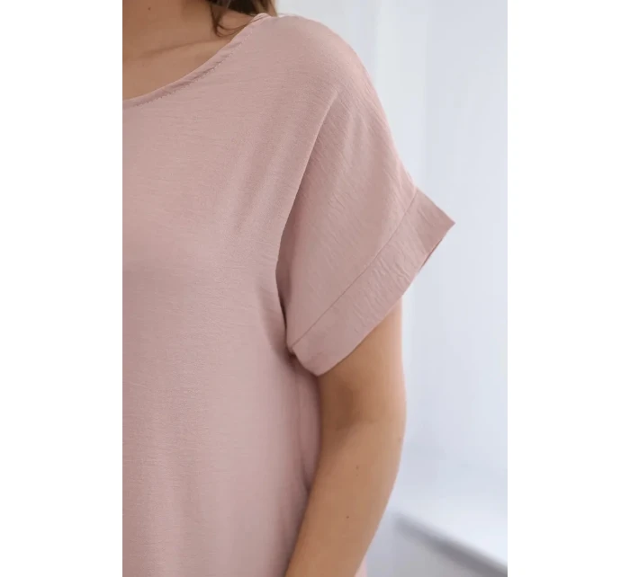 Šaty s vreckami tmavo púdrovo ružové