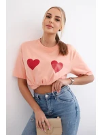 Bavlnená blúzka s marhuľovou potlačou srdca Bavlnená blúzka s marhuľovou potlačou srdca