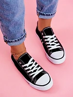 Damskie Klasyczne Trampki Czarne z Białą Podeszwą Omerta