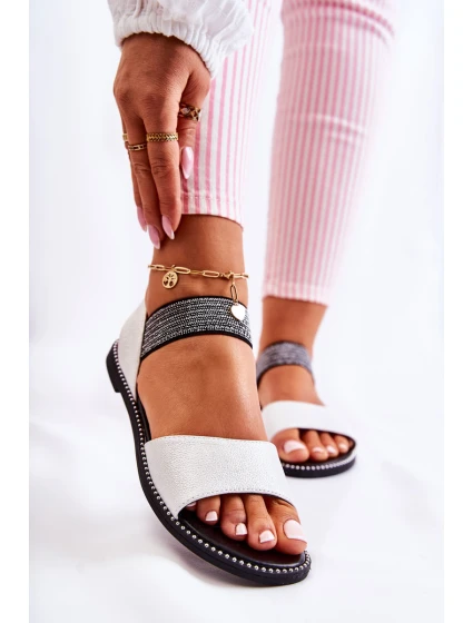 Klasický kožené sandály s cvočky Stříbrná model 21584432 - S.Barski