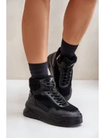 Sneakersy Damskie Na Platformie Z Futerkiem Typu Baranek Lee Cooper LCJ-24-47-3145 Czarne