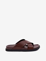 Pánske kožené papuče Big Star TT174218 Dark brown