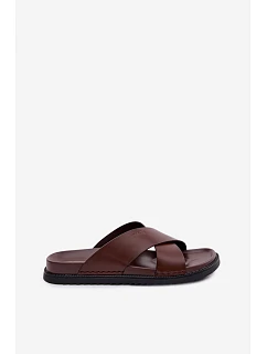 Kožené Pánské Pantofle Big Star model 22064040 Tmavě hnědé - Big Star Shoes