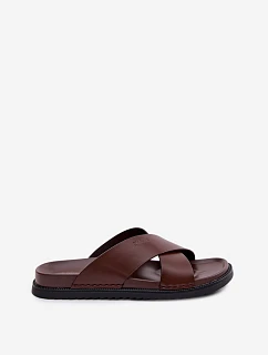 Kožené Pánské Pantofle Big Star model 22064040 Tmavě hnědé - Big Star Shoes