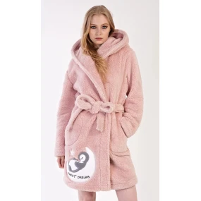 Dámsky krátky župan s kapucňou Sweet dreams Powder pink - Vienetta Dámsky krátky župan s kapucňou Sweet dreams Powder pink - Vienetta