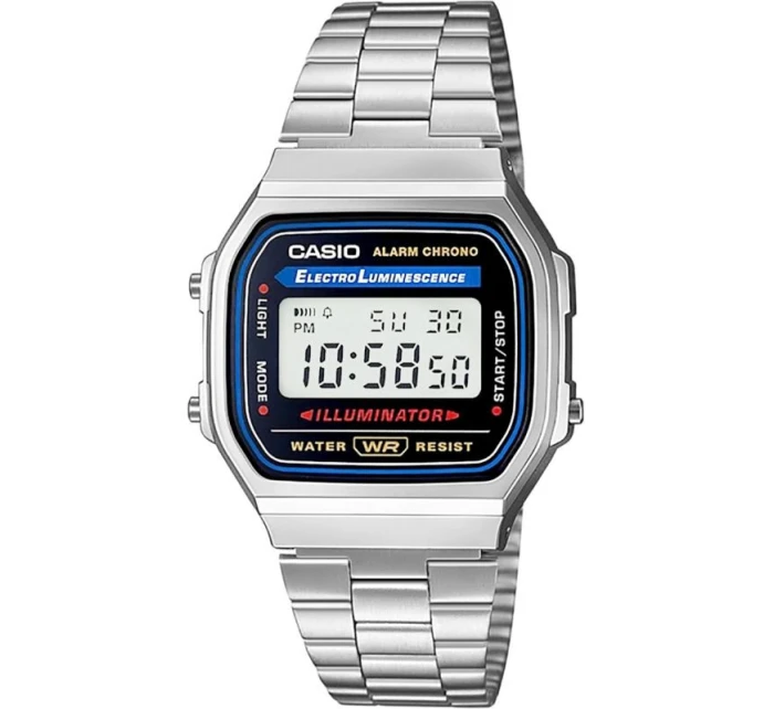 Unisex digitálne hodinky Casio A168WA s náramkom z nehrdzavejúcej ocele, strieborné Unisex digitálne hodinky Casio A168WA s náramkom z nehrdzavejúcej ocele, strieborné