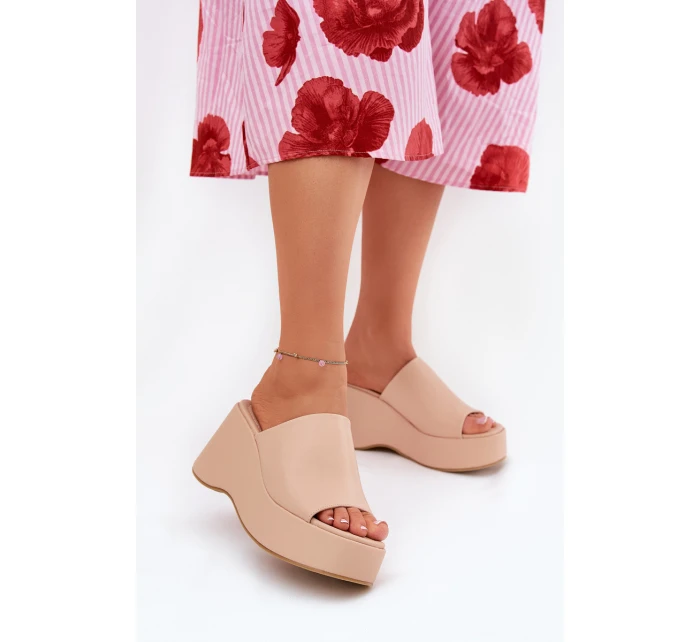 dámské sandály na platformě a klínu béžové model 21688536 - Boto dámské sandály na platformě a klínu béžové model 21688536 - Boto