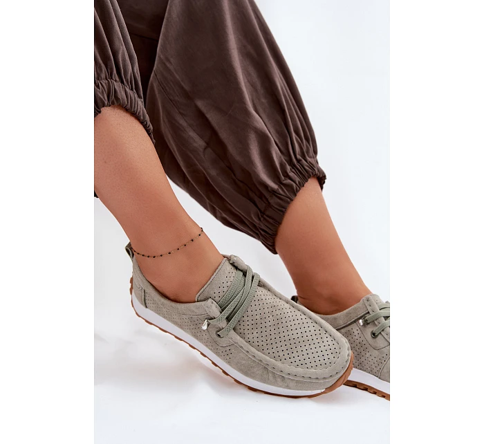 Dámské polobotky z přírodního semiše Zelená Amela