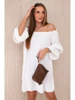 Španělské šaty s volánky model 21129984 ecru - Kesi Španělské šaty s volánky model 21129984 ecru - Kesi