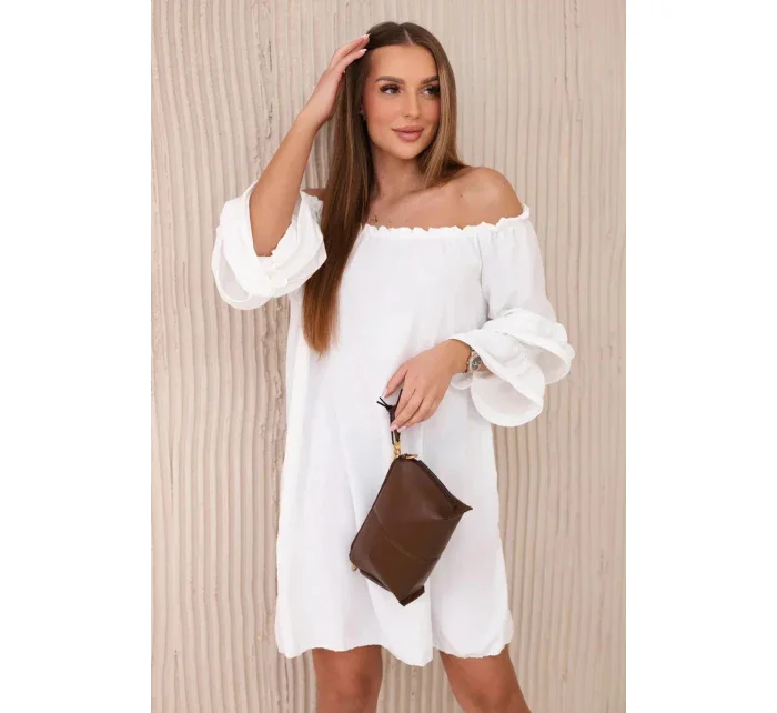 Španělské šaty s volánky model 21129984 ecru - Kesi Španělské šaty s volánky model 21129984 ecru - Kesi