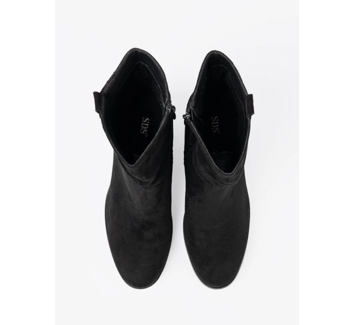 Trendy černé  kotníčkové boty dámské na širokém podpatku