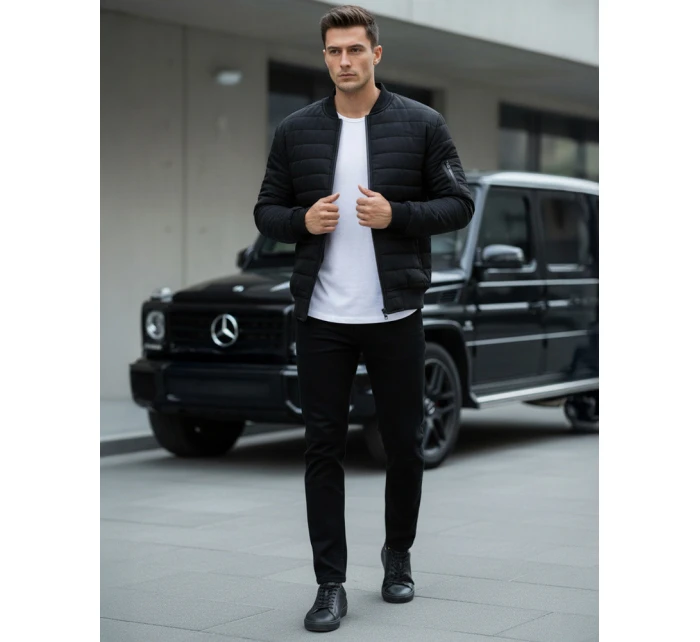 Pánská prošívaná bunda bomber černá model 21962023 - FashionStreet
