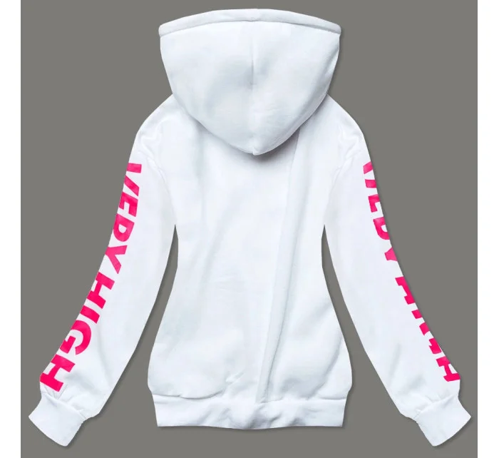 Biela tepláková mikina s potlačou (26012)