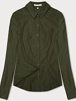 Dámska strieborná pruhovaná khaki košeľa (AWT0111)