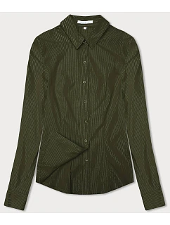 Dámska strieborná pruhovaná khaki košeľa (AWT0111)