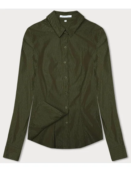 Koszula damska w srebrne paseczki khaki (AWT0111) Koszula damska w srebrne paseczki khaki (AWT0111)