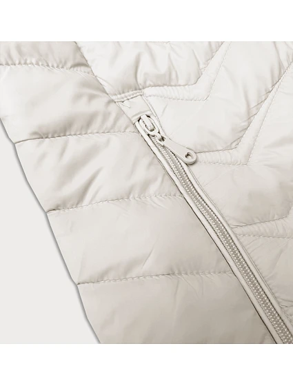 Dámská prošívaná bunda v barvě ecru s kapucí model 21001836 - J.STYLE Dámská prošívaná bunda v barvě ecru s kapucí model 21001836 - J.STYLE