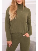 Dvojdielny sveterový set z alpaky vo farbe khaki