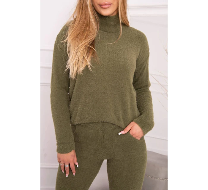 Dvojdielny sveterový set z alpaky vo farbe khaki