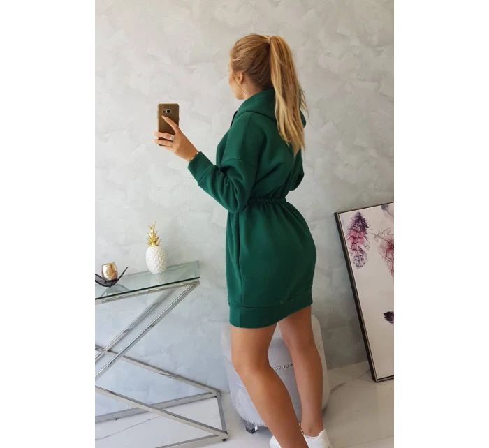 Zateplené šaty s kapucňou tmavo zelené Zateplené šaty s kapucňou tmavo zelené