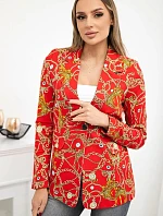 Bavlnená bunda s potlačou a gombíkom červená