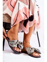 Damskie Gumowe Klapki Z Kokardą Czarno-Szare Meriden Damskie Gumowe Klapki Z Kokardą Czarno-Szare Meriden