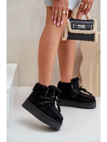 Śniegowce Damskie Na Platformie Z Futerkiem Typu Branek Czarne Ciabellae Śniegowce Damskie Na Platformie Z Futerkiem Typu Branek Czarne Ciabellae