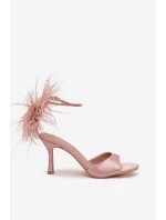 Lodičky na podpatku s peřím špinavě růžové Caelina Lodičky na podpatku s peřím špinavě růžové Caelina