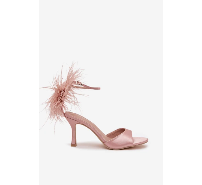 Lodičky na podpatku s peřím špinavě růžové Caelina Lodičky na podpatku s peřím špinavě růžové Caelina