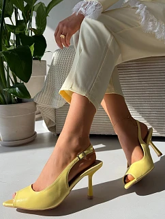Ženské sandály na podpatku žluté model 22091987 - Boto
