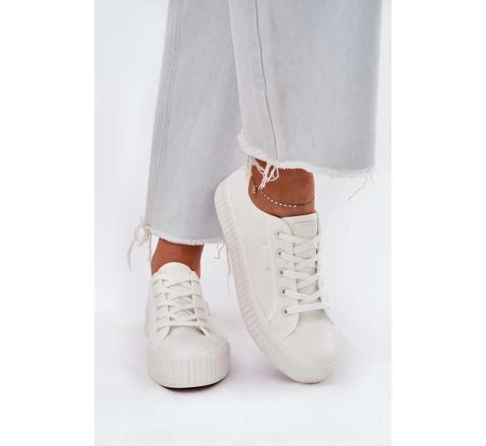 Dámske plátenné tenisky na platforme Big Star - biele Dámske plátenné tenisky na platforme Big Star - biele