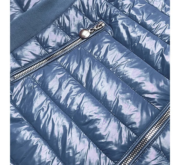 Modrá dámska lesklá bunda (7210-305) Modrá dámska lesklá bunda (7210-305)