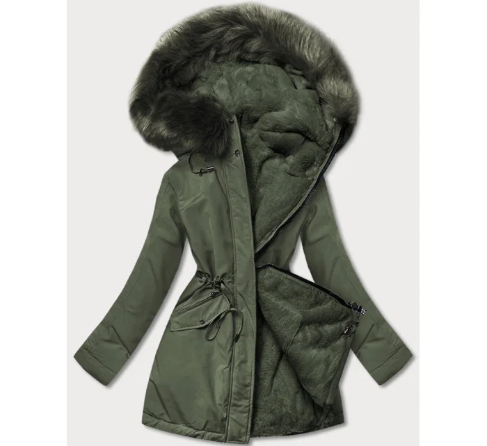 CIEPŁA KURTKA ZIMOWA DAMSKA DWUSTRONNA KHAKI model 21243810 - MHM