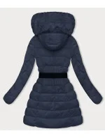 Tmavomodrá dámska zimná páperová bunda (2M-007)
