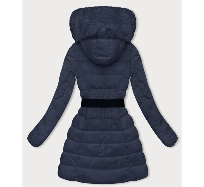 Tmavomodrá dámska zimná páperová bunda (2M-007)