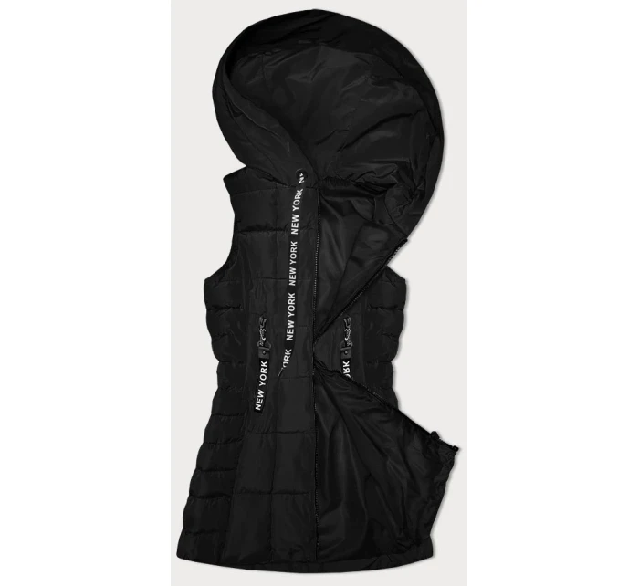 Černá dámská vesta s kapucí model 21339594 - S'WEST Černá dámská vesta s kapucí model 21339594 - S'WEST