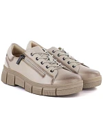 Dámské kožené boty na platformě béžové model 22097280 - Cambell Dámské kožené boty na platformě béžové model 22097280 - Cambell