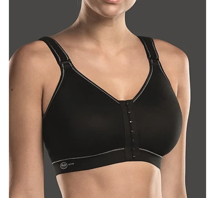frontline otvorená športová podprsenka so zapínaním vpredu 5523 čierna - Active