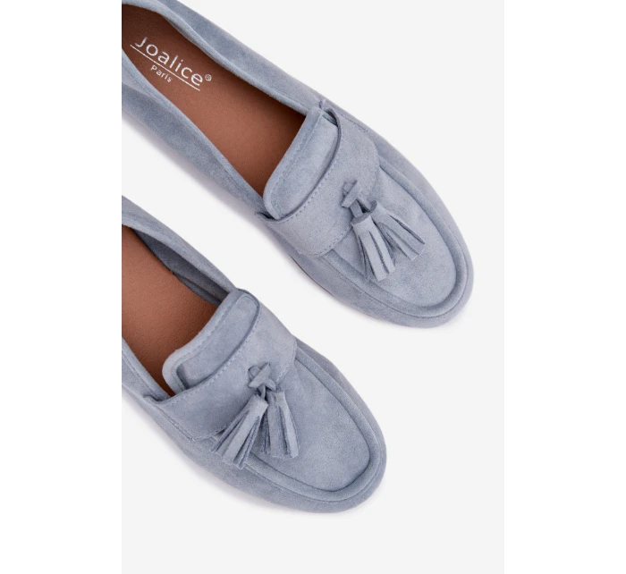 Dámské mokasíny s plochou podrážkou a třásněmi, modré Marilisse