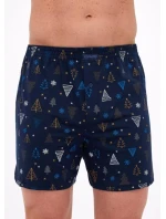 Pánské boxerky model 21802012 Night 3 Christmas Tmavě modrá vzor - Cornette Pánské boxerky model 21802012 Night 3 Christmas Tmavě modrá vzor - Cornette