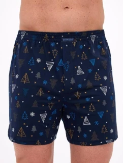 Pánske boxerky 016/23 Night 3 Christmas Dark Blue Pattern - Cornette