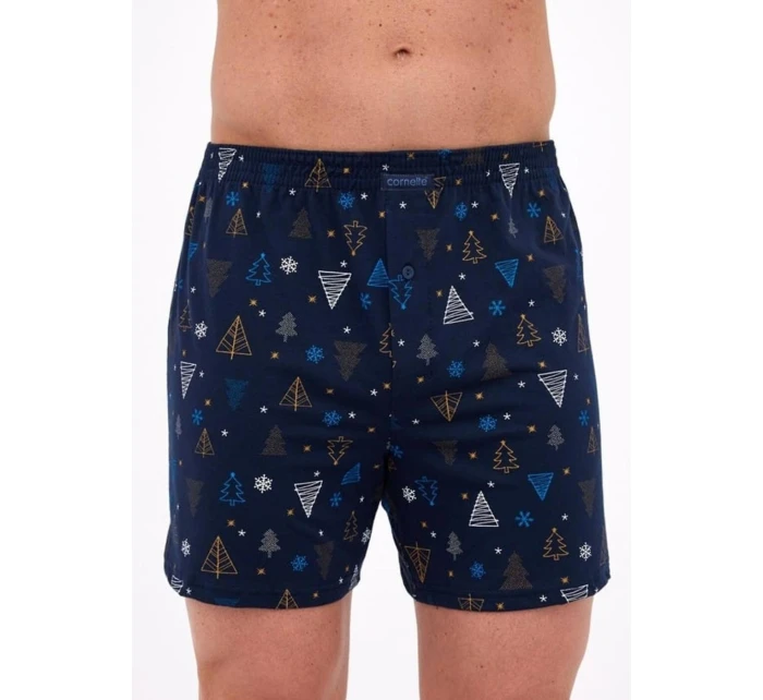 Pánské boxerky model 21802012 Night 3 Christmas Tmavě modrá vzor - Cornette Pánské boxerky model 21802012 Night 3 Christmas Tmavě modrá vzor - Cornette