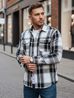 Pánská kostkovaná košile černobílá  model 22128486 - FashionStreet
